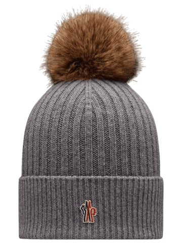 Pom Pom Cashmere Beanie Grey - MONCLER - BALAAN 1