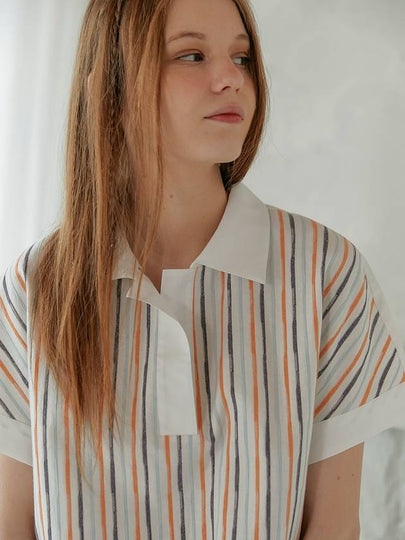 Women's Striped Shirt White PLAY - TINA BLOSSOM - BALAAN 2