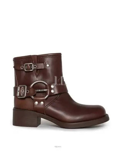 Vintage Look Leather Middle Boots Sienna - MIU MIU - BALAAN 2