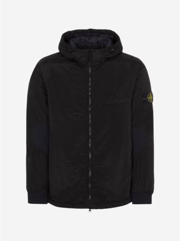 PrimaLoft-TC Nylon Zip Up Hoodie Black - STONE ISLAND - BALAAN 2