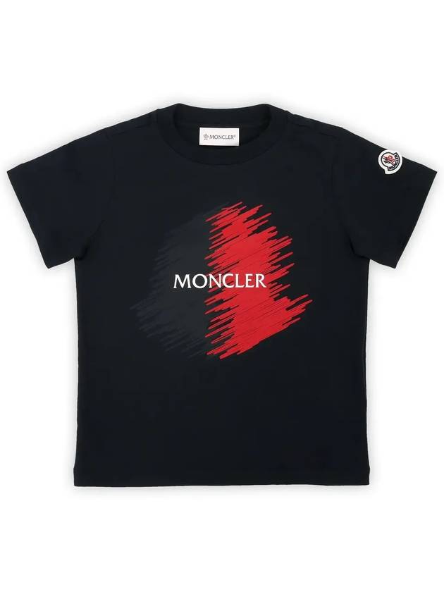 Kids Infant Scribble Logo Short Sleeve Navy 8C00022 89AFV 778 8 10A - MONCLER - BALAAN 3