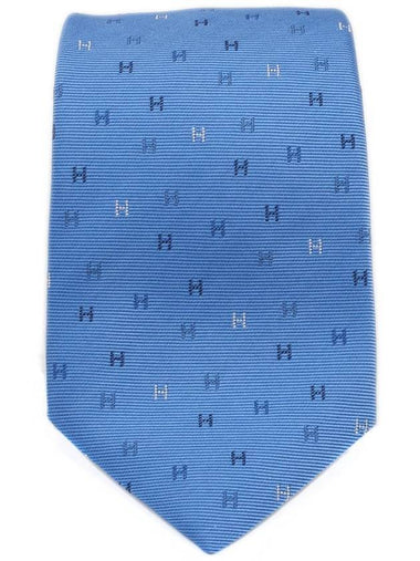 H Scintillant Silk Tie Ciel - HERMES - BALAAN 1