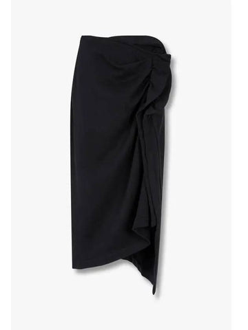 Women s Draped Cotton Skirt Black - DRIES VAN NOTEN - BALAAN 1