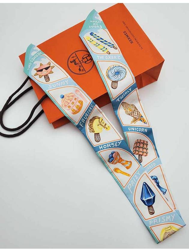 Funny Ice Cream Twilly Scarf Aqua - HERMES - BALAAN 5