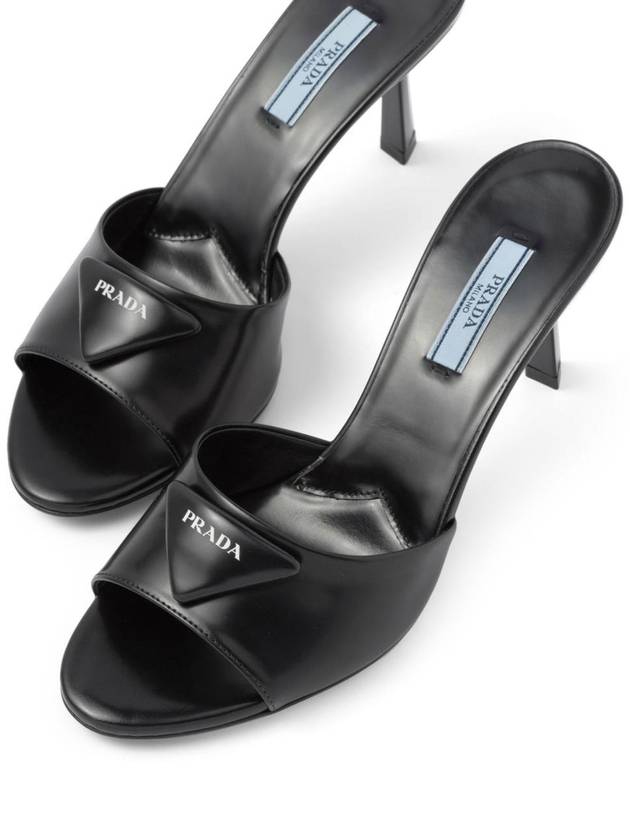 Women's Leather Sandals Heel Black - PRADA - BALAAN 6