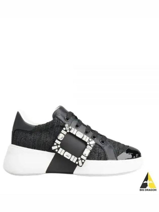 Viv Buckle Fabric Low Top Sneakers Black - ROGER VIVIER - BALAAN 2