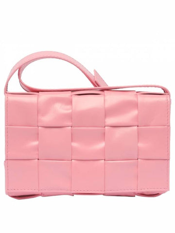 Cassette Intrecciato Small Leather Cross Bag Pink - BOTTEGA VENETA - BALAAN 1