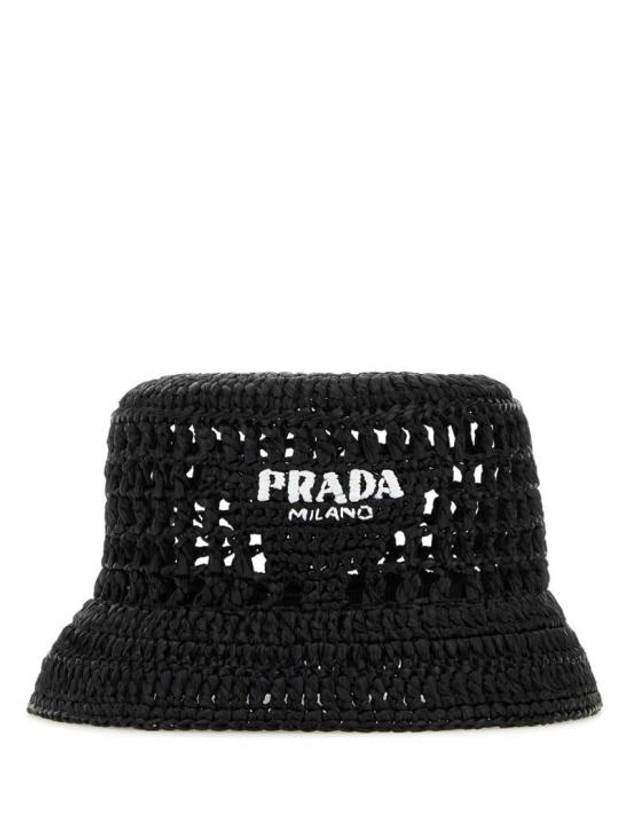 Logo Detail Bucket Hat Black - PRADA - BALAAN 3