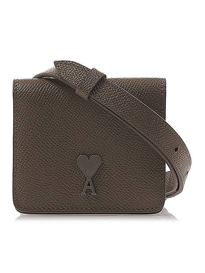 Heart Logo Strap Card Wallet Brown - AMI - BALAAN 2