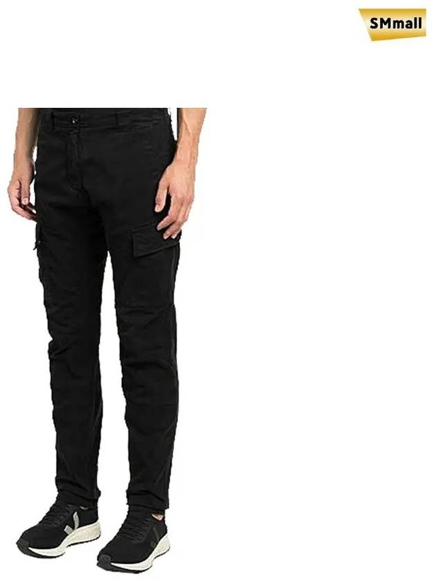 Men's Stretch Satin Lens Wappen Cargo Pants Black - CP COMPANY - BALAAN.