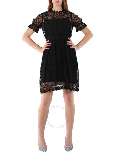 Women's Embroidered Tulle Lace Midi Dress Black - BURBERRY - BALAAN 2