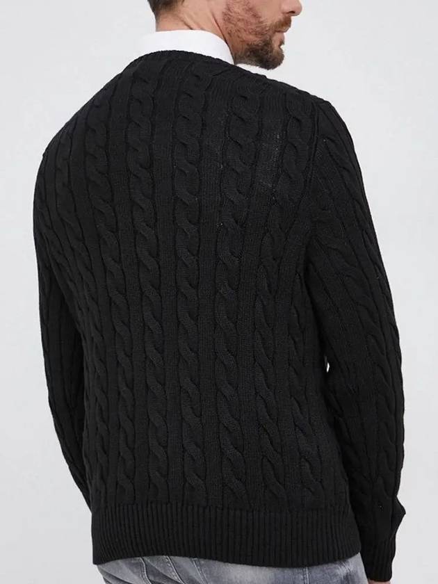 Embroidery Logo Cable Knit Top Black - POLO RALPH LAUREN - BALAAN 4