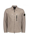 Wappen Patch Old Treatment Zip-Up Overshirt Dove Grey - STONE ISLAND - BALAAN 1