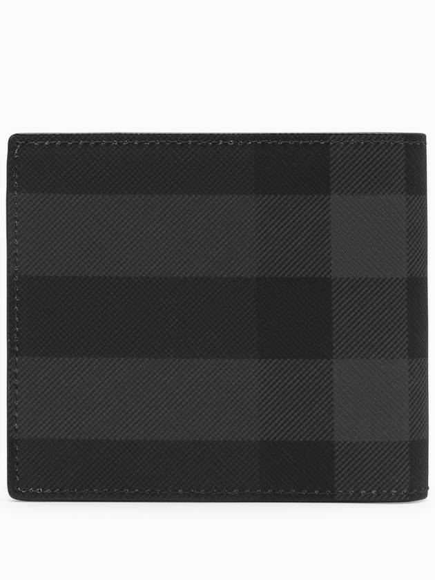 Check And Leather Half Wallet Charcoal - BURBERRY - BALAAN 4