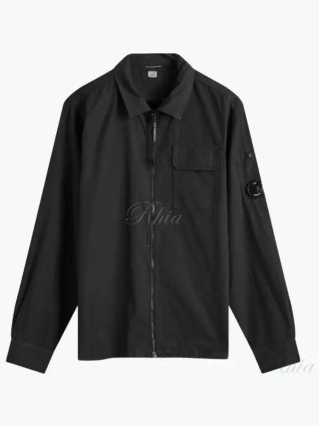 Oversized Organic Gabardine Long Sleeve Shirt Black - CP COMPANY - BALAAN 2