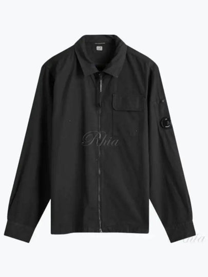 Oversized Organic Gabardine Long Sleeve Shirt Black - CP COMPANY - BALAAN 2