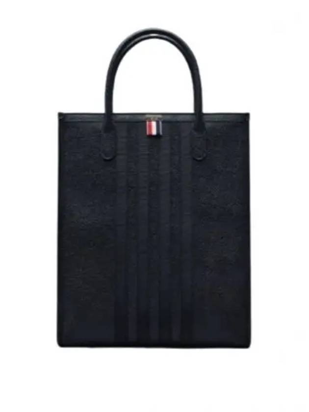 Pebble Grain 4 Bar Tote Bag Black - THOM BROWNE - BALAAN 2