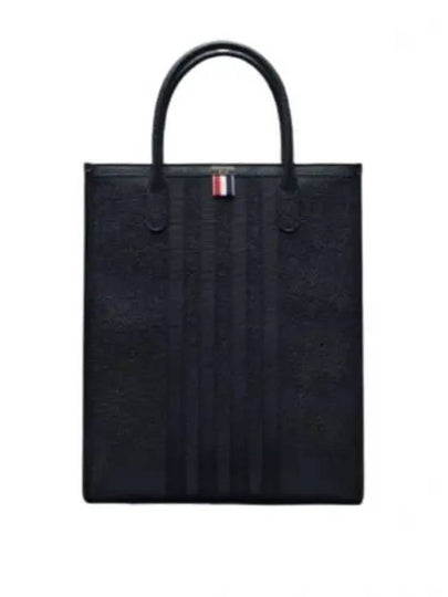 Pebble Grain 4 Bar Tote Bag Black - THOM BROWNE - BALAAN 2