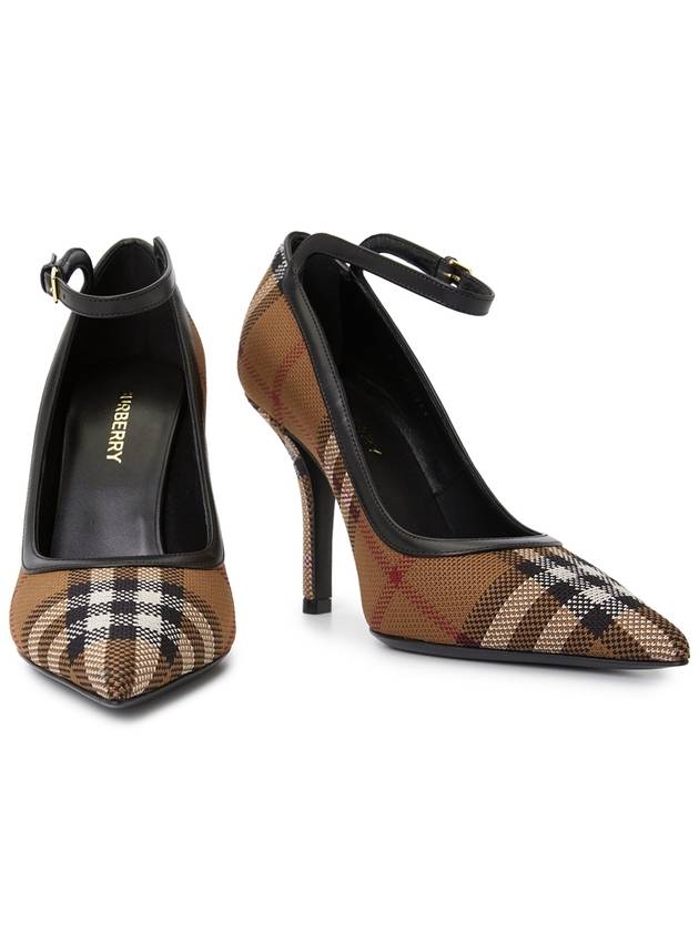 Check Point Toe Knit Pumps Brown - BURBERRY - BALAAN 4