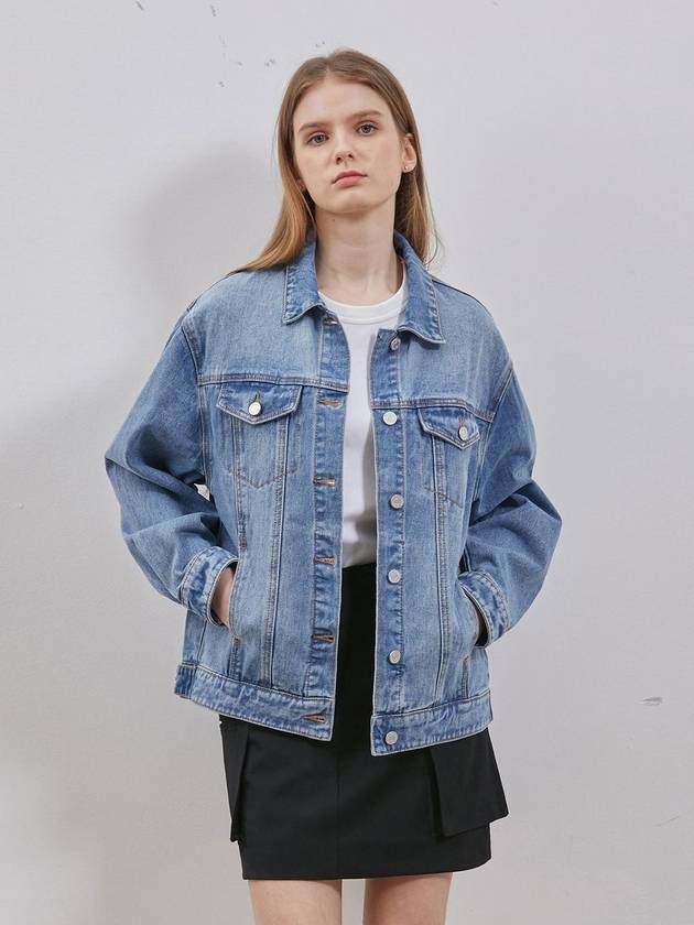 Denim overfit basic trucker jacket blue - RYUL+WAI: - BALAAN 1