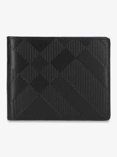 Embossed check hip fold wallet black 8099518 - BURBERRY - BALAAN 1