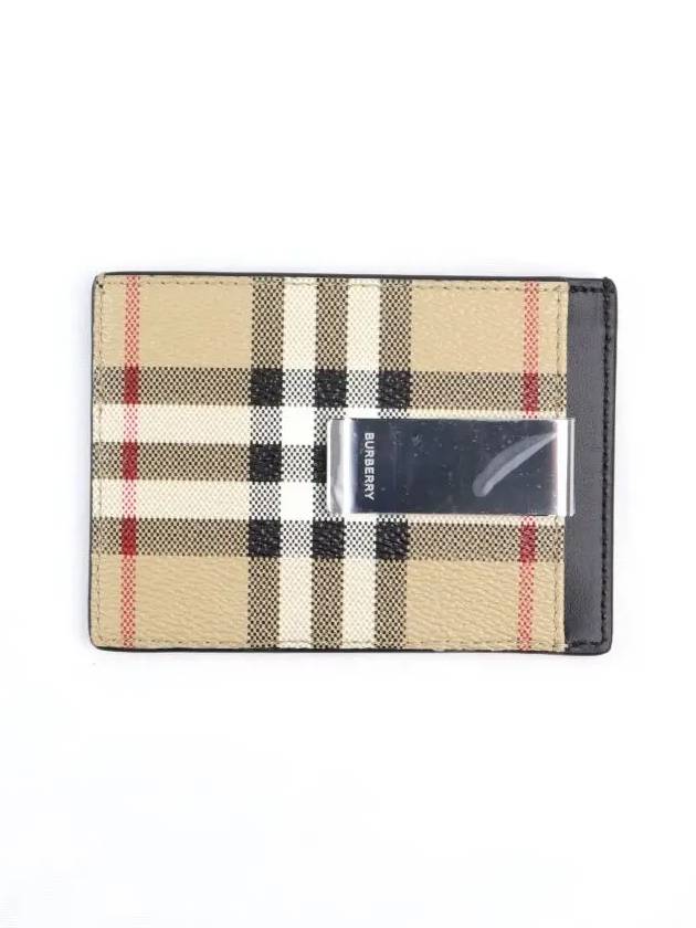 Vintage Check Money Clip Card Wallet Beige - BURBERRY - BALAAN 3