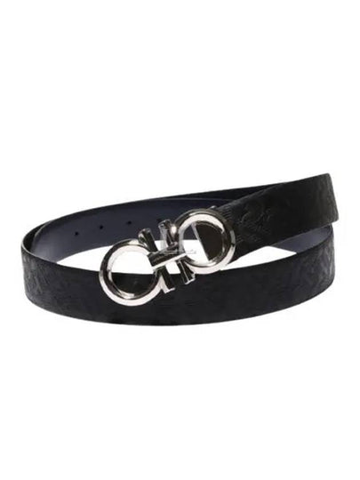 Gancini Buckle Reversible Leather Belt Navy Black - SALVATORE FERRAGAMO - BALAAN 2