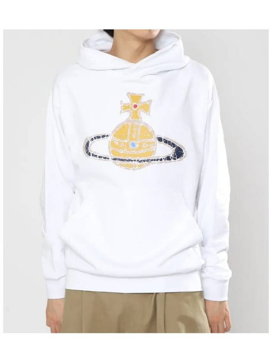 Embroidered Logo Cotton Hoodie White - VIVIENNE WESTWOOD - BALAAN 2