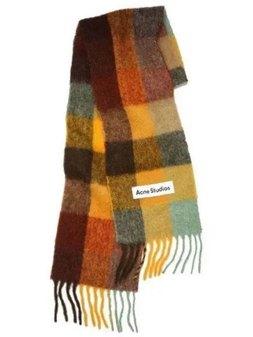 Check Mohair Muffler Chestnut Brown Yellow Green - ACNE STUDIOS - BALAAN 1