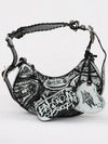 Le Cagole XS Graffiti Lambskin Shoulder Bag Black - BALENCIAGA - BALAAN 4