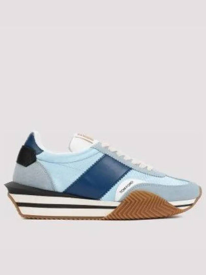 James Suede Lycra Low Top Sneakers Light Blue Cream - TOM FORD - BALAAN 2