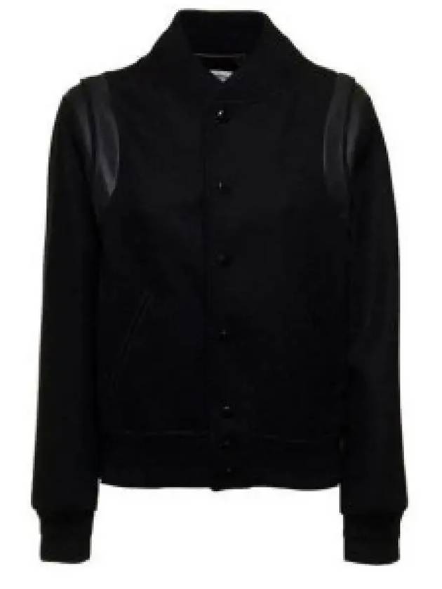 Women's Wool Varsity Bomber Jacket Black - SAINT LAURENT - BALAAN 2