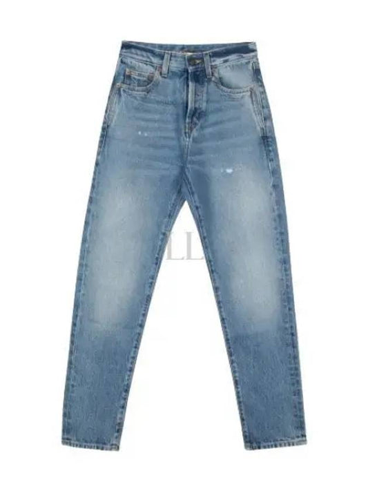 Slim Fit Denim Cotton Straight Jeans Blue - SAINT LAURENT - BALAAN 2