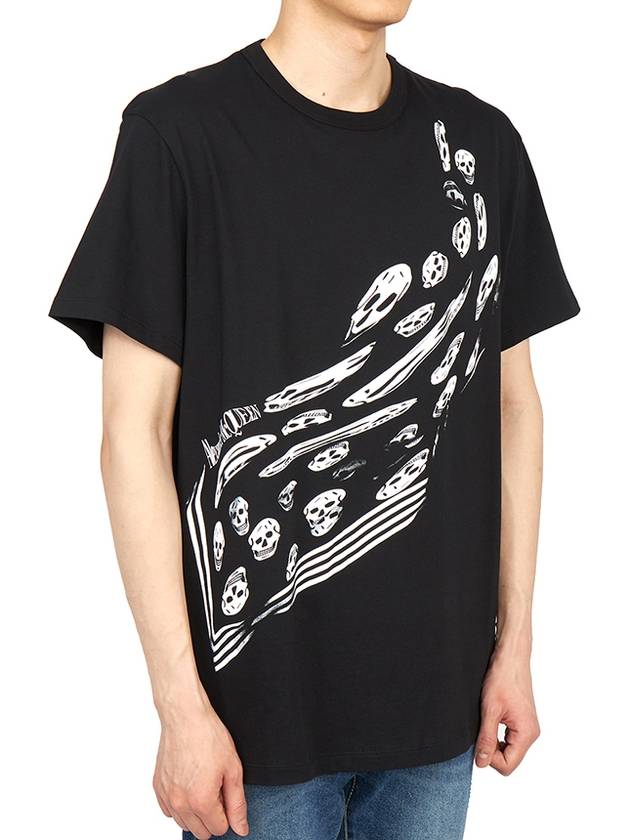 Wave Skull Print Short Sleeve T-Shirt Black - ALEXANDER MCQUEEN - BALAAN 4