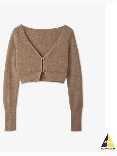 Le Alzou Cropped Mohair Cardigan Light Brown - JACQUEMUS - BALAAN 2