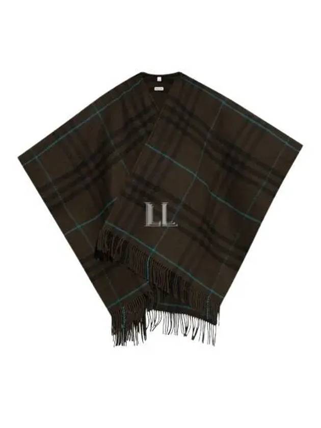 Check Wool Cashmere Cape Dark Brown - BURBERRY - BALAAN 2