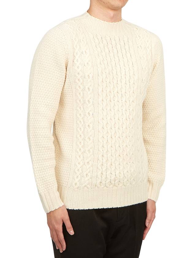 Crew Neck Lambswool Knit Top Ivory - DRUMOHR - BALAAN 4