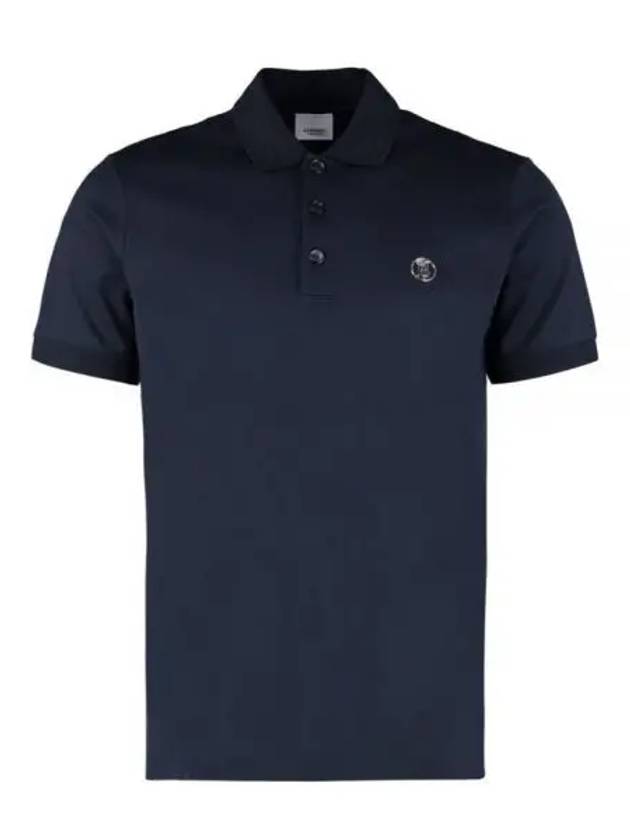 Monogram Motif Cotton Silk Short Sleeve Polo Shirt Navy - BURBERRY - BALAAN 2