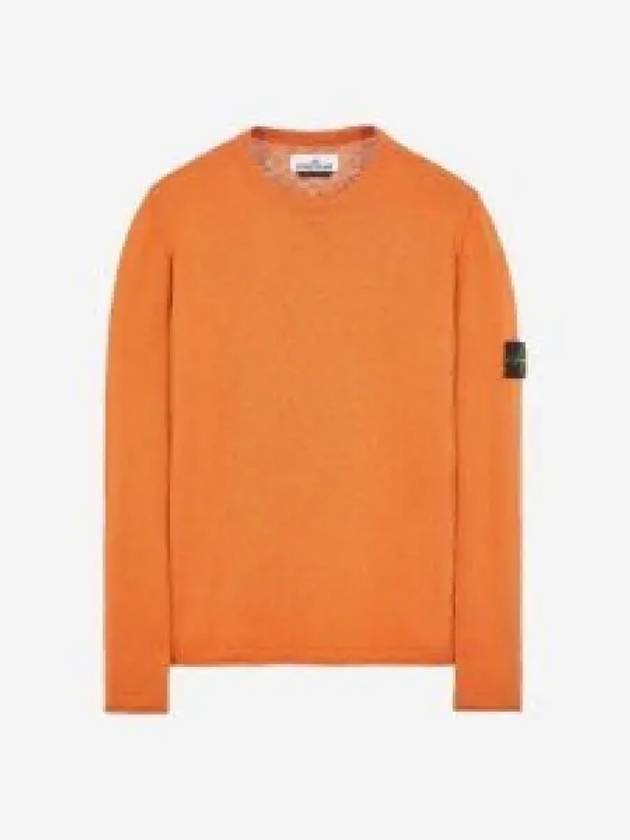 Logo Patch Crew Neck Cotton Nylon Knit Top Orange - STONE ISLAND - BALAAN 2