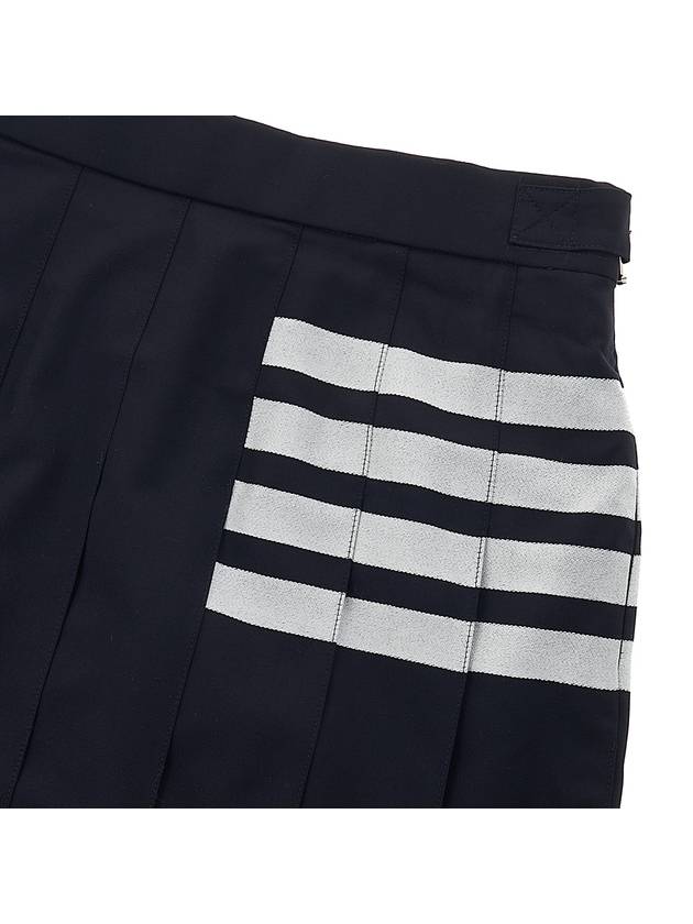 4 Bar Logo Plain Weave Wool Pleated Skirt Navy - THOM BROWNE - BALAAN 5