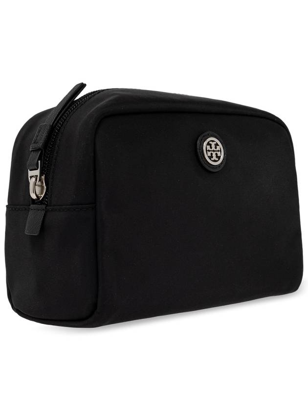 Tory Burch Cosmetic Bag With Logo-shaped Appliqué, Women's, Black - TORY BURCH - BALAAN 4