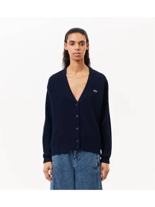 Women s Rings V neck cardigan navy - LACOSTE - BALAAN 1