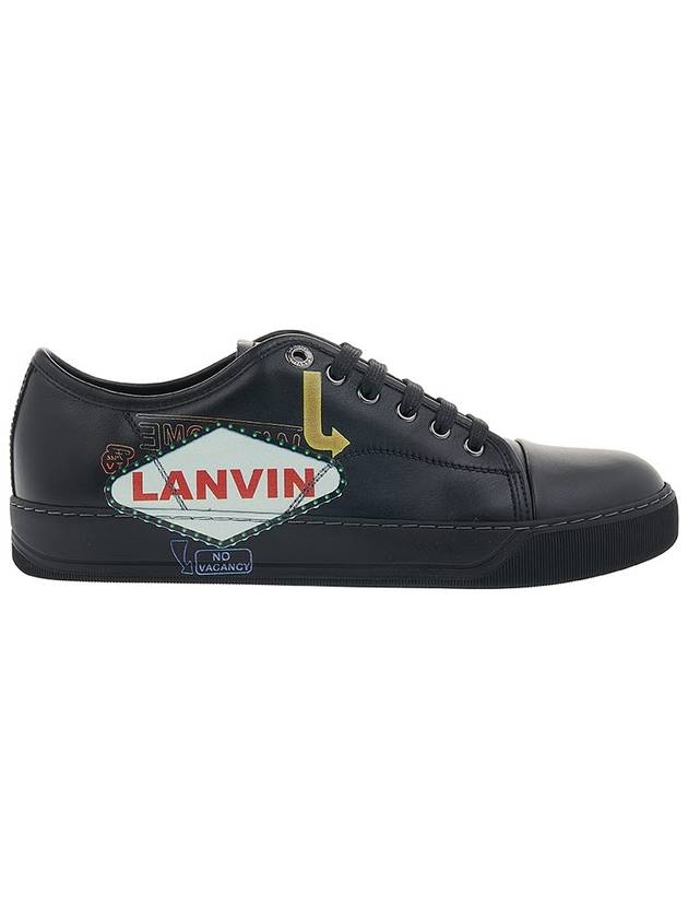 Men's Leather Low Top Sneakers Black - LANVIN - BALAAN 3