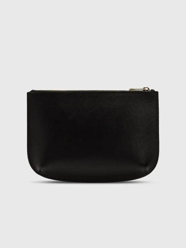 SARA Sarah Saffiano Leather Top Zipper Curve Pouch Clutch Bag - A.P.C. - BALAAN 3