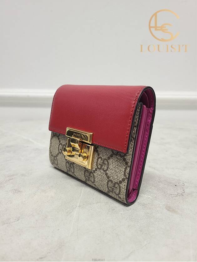 Used luxury goods Lewis It Beige red GG Supreme padlock bi fold wallet - GUCCI - BALAAN 2