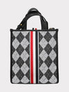 Webbing Stripe Argyle Wool Cotton Jacquard Small Tote Bag Black White - THOM BROWNE - BALAAN 2