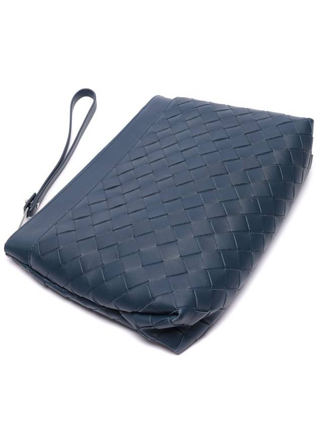 Intrecciato Leather Pouch Deep Blue - BOTTEGA VENETA - BALAAN 6