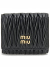 Matelasse Logo Nappa Leather Half Wallet Black - MIU MIU - BALAAN 2