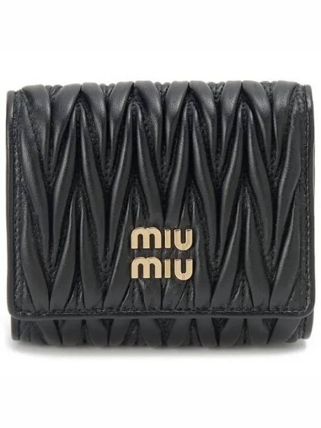 Matelasse Logo Nappa Leather Half Wallet Black - MIU MIU - BALAAN 2