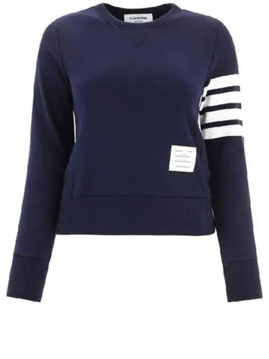 Engineered 4 Bar Stripe Loopback Jersey Knit Crewneck Sweatshirt Navy - THOM BROWNE - BALAAN 2